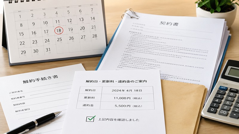トランクルームの解約日と更新料を確認する書類