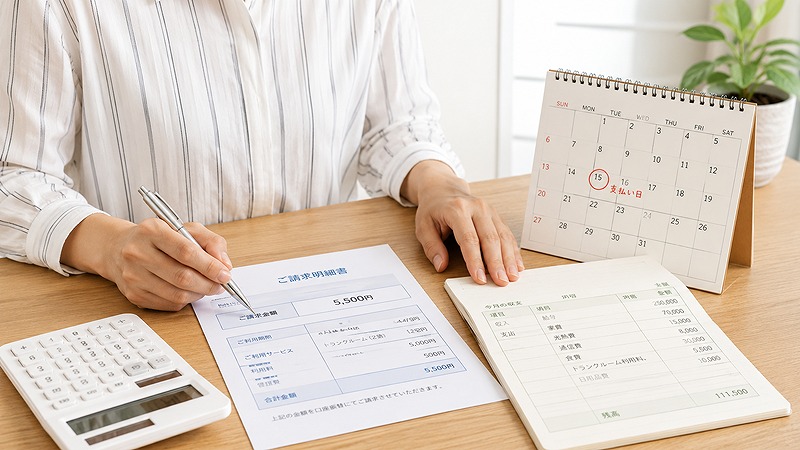 加瀬倉庫のトランクルームの月額料金と毎月の支払いを確認するイメージ