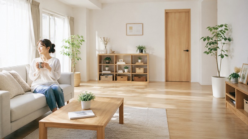 トランクルーム利用で荷物が片付いた明るい部屋