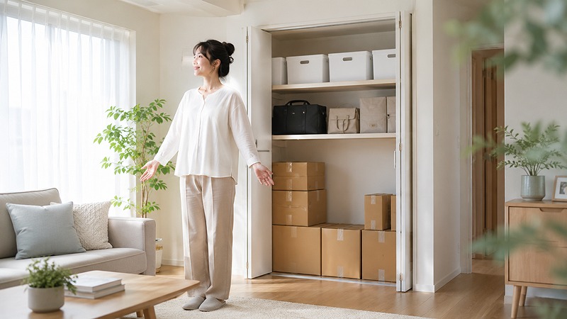 宅トラで自宅の荷物をスッキリ保管するイメージ