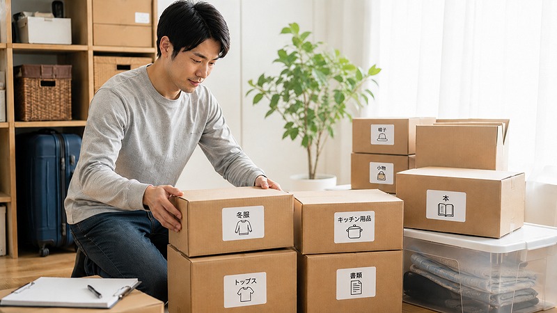 宅トラで取り出しやすいように荷物を整理するイメージ