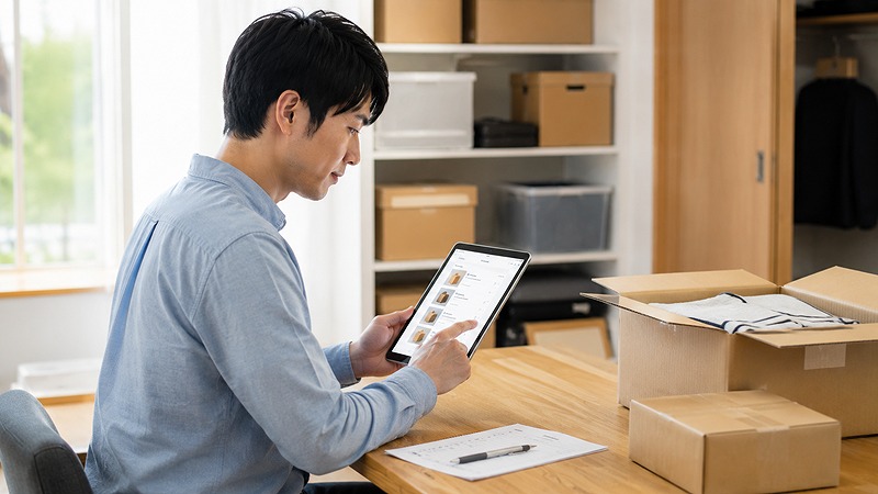 宅トラで取り出す荷物を確認するイメージ