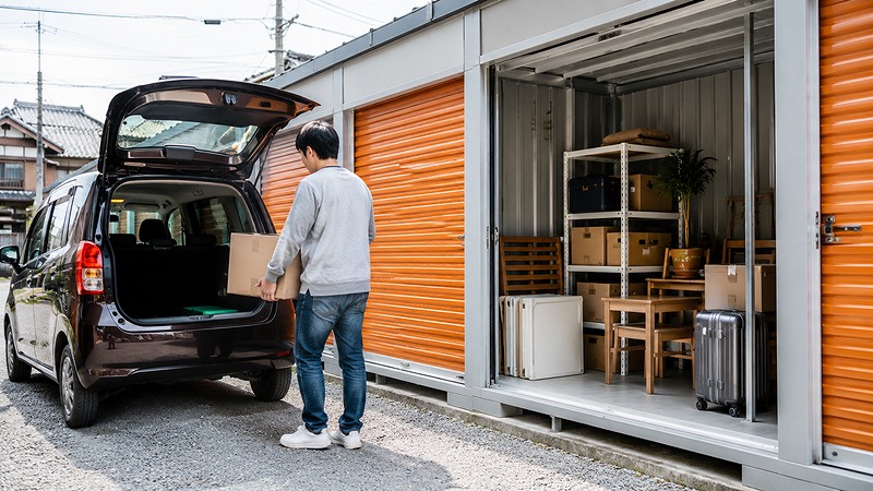 車で荷物を搬入できるトランクルームの利用イメージ