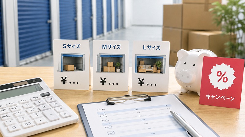 トランクルームの料金比較とキャンペーンを確認するイメージ