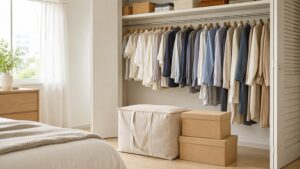 minikuraクローゼットプランで衣類を保管するイメージ