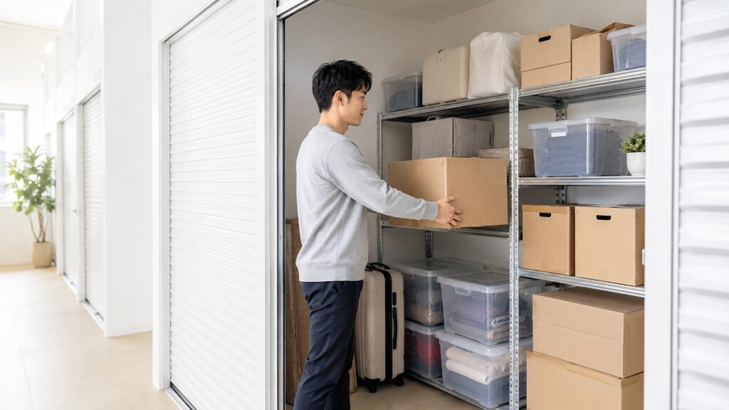 トランクルームに荷物を収納する様子